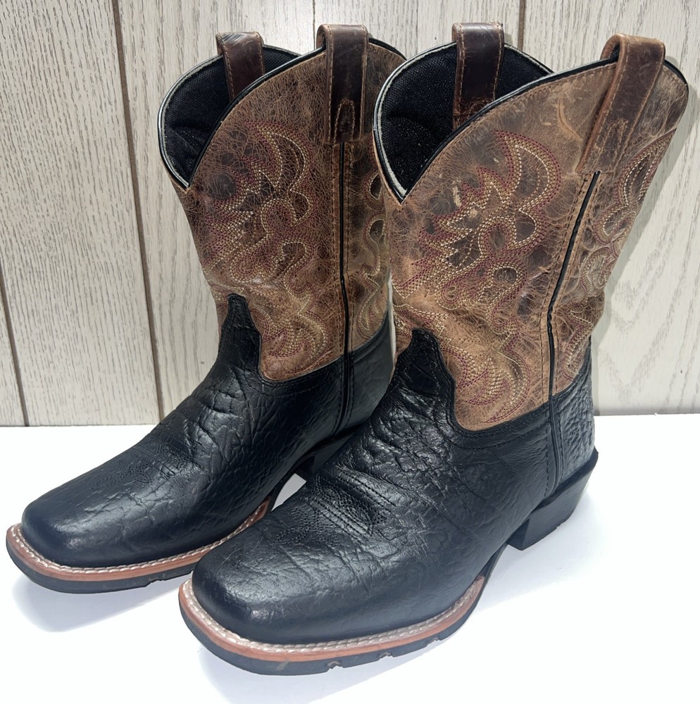 Dan Post Youth – Size 5D Brown/Black Square Toe Cowboy Boots Style DPC3944