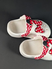 Disney Crocs Minnie Mouse Kids Clog Shoes White Red Bow Polka Dot Size 6