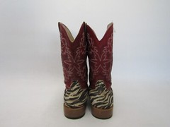 Roper Brand Youth Size 2 M Red Zebra Print Cowboy Western Boots
