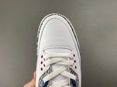 Nike Air Jordan 3 Retro Kids 9.5 White/Blue Elephant Print Leather Low Top