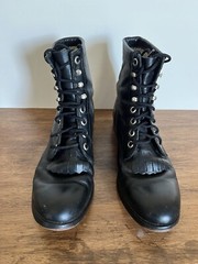Justin Junior Youth Lace Up Black Western #506Y Leather Combat Boots SZ 4 1/2 D