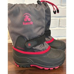 Kamik Kids Waterproof Waterbug Snow Boots Black/Red Size 13 Unisex Insulated