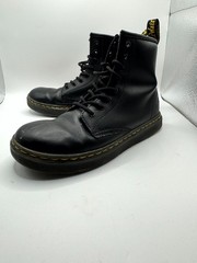 Dr. Martens Zavala J Kids 4 Combat Black Leather Round Toe Side Zip Ankle Boot
