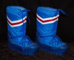 Vintage Lasco Moon Boots Blue White Red Laces 1980 Korea Size 5-6 #20