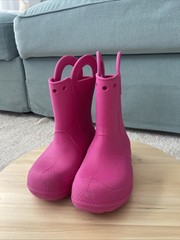Crocs Candy Pink Handle It Rain Boot Kids Size c13 12803 Waterproof Lightweight