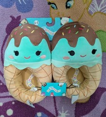 Squishmallow Maya Mint Ice Cream Plush Slippers Youth Size 4/5 New