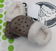 CROCS MAMMOTH BLITZEN POLAR KID BAYA CLOG SHOE~Brown White~Toddler C 6/7~NWT