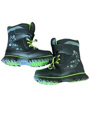 Wonder Nation Unisex Boots Size 3, Black/ Green/Gray, Strap and Tie Closer