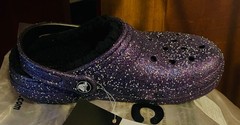 Crocs Classic Clog Space Glitter Lined ✨ 210764-0C4 GLOW IN DARK ✨Kids J2