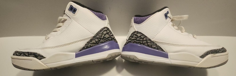Youth 1Y Nike Jordan 3 Retro Dark Iris Sneakers White Purple DM0966-105