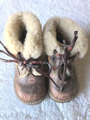 DOLCE & GABBANA DG Logo Shearling Brown Boots Sz 20 EU Sz 5 US Toddlers Kids