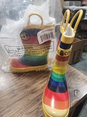 LONE CONE Rainbow Stripe Rain Boots Toddler Kids Size 8 T