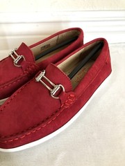 MARC JOSEPH NEW YORK Kid Leather Double Bit Driver Shoe Loafer Red SIZE 11
