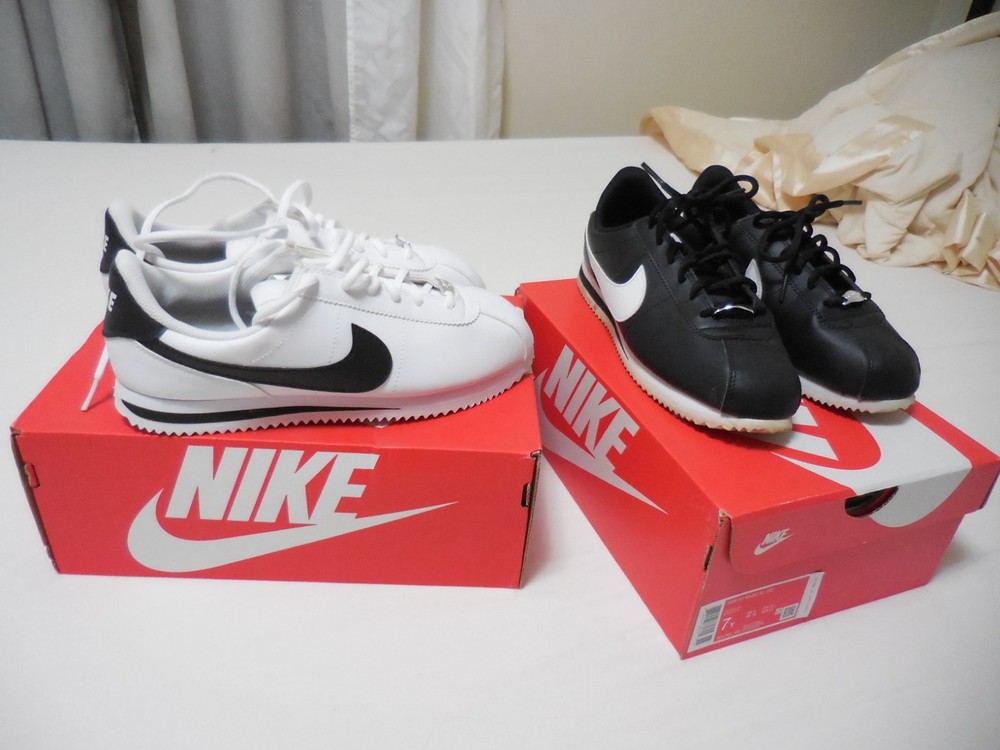 Size 7 (Y) – Nike Cortez Basic SL Low Black & White