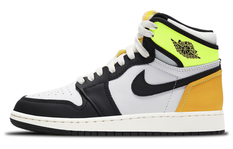 Jordan 1 Retro High White Black Volt University Kids 575441-118 New Authentic
