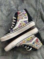 VANS Black Multicolor Graphic High Top Lace Up Zip Sneakers Sk8-Hi