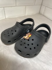 CLASSIC CROCS Child Size 8 Light Weight BLACK Active CLOGS Strap Shoes