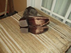 TEXAS COUNTRY Brown Snip Toe Wings & Cross Western Boots Brown Youth sz 1 Mex 21