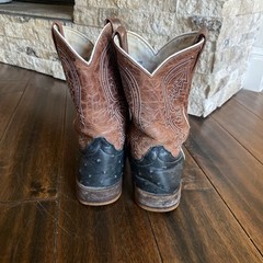 Anderson Bean Cowboy Boots Black Brown Size 2 Ostrich