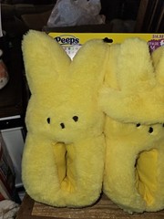 Peeps Marshmallow SLIPPERS Kids Easter Blue Plush Bunny PEEPS sz 13-1 NEW