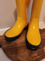 Lands‘ End Kids‘ Wellies Pull On Splash Rubber Rain Boots Yellow Size Y 13