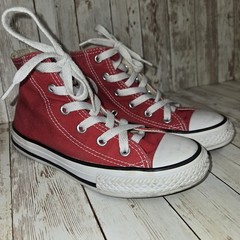 Converse All Star Kids Red High Top Sneakers Youth Size 13 Good Made India