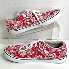 VANS“OFF THE WALL“ 721356 Red White Logo Skater Shoes Sneakers Kids Sz 6.5 US