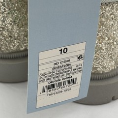 Cat & Jack Size 10 Flora Silver Glitter Boots Side Zip Girls Chunky Lug Soles