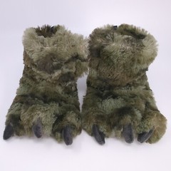 Carters NIcko Toddler Dinosaur Foot Slippers 3/4 Extra Small Soft Furry Green