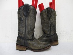 CORRAL Distressed Leather Square Toe Cross Wing Cowboy Boots Sz 3.5 Style A1032