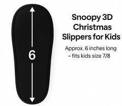 Peanuts Snoopy 3D Christmas Scuff Slippers Toddler 7/8 Plush Santa Slip-Ons New