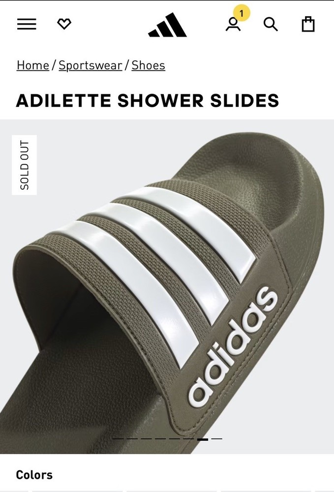 Adidas Adilette Olive Green Shower Cloudfoam Italy Slides GZ9509 Size 4(22.5cm)