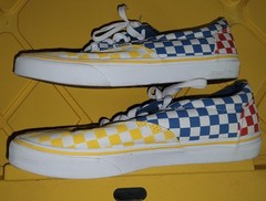 Vans Shoes Youth 7 Checkerboard Blue Yellow Red
