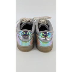 Nike Dunk Low Silver Iridescent Holographic Grid Sneakers Shoes 3Y Kids