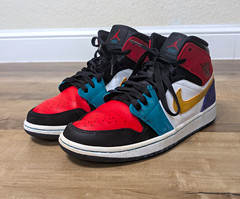 Jordan Air Jordan 1 Mid GS Multicolor Colorblock Lace-Up Sneaker Size 8.5 Pre