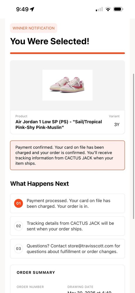 Travis Scott Air Jordan 1 Low Tropical Pink PS Size 3Y