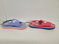 (Mismatched Color): 2 Pair Roxy Kids Pink & Blue Sandals Toddler Size 6