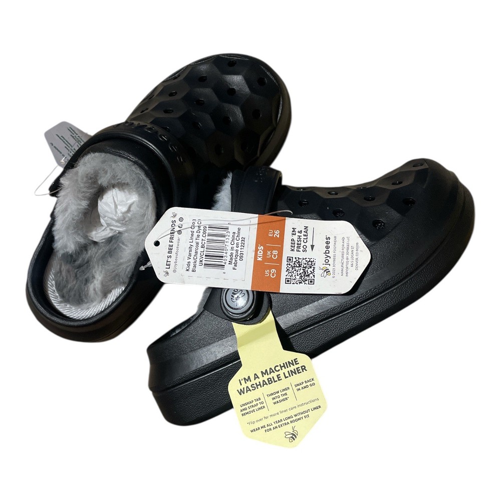 Joybees Kids Varsity Lined Clogs – Black/Charcoal C9