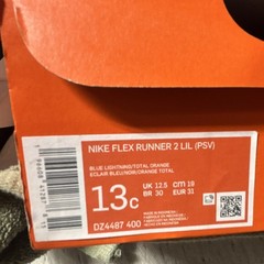 Nike Flex Runner 2 Lil (PSV) Kids Sneaker Blue Orange Slip On US 13C DZ4487-400