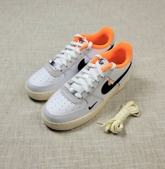 NIKE Air Force 1 LV8 Low Sneakers GS 6Y Womens 7.5 Hoop Pack White Black Orange