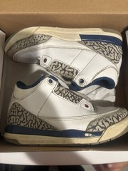 Jordan 3 Retro Kids Sneaker White Red Black Leather 13C DM0966-100