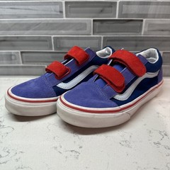 Vans Old Skool Kids Suede Blue & Red Sneakers Skateboard V 2 Straps~Size 2~EUC!