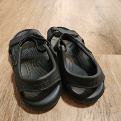 Crocs Swiftwater Expedition Kids Junior 2 Black Open Toe Strap Sporty Sandals