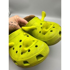 Crocs Classic Clog Shrek DreamWorks Lime Green Kids J6 Nose Shoes Missing Ear