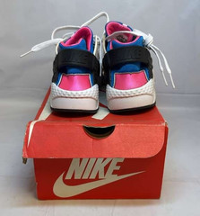 Nike Huarache Run (GS) Sneakers White/Black/Pink Kids Size 4.5Y (654275-104)