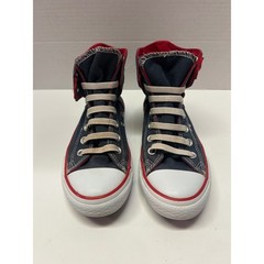 Converse All Star High Top Sneakers Kids Size 3 Roll Down Collar Blue Red