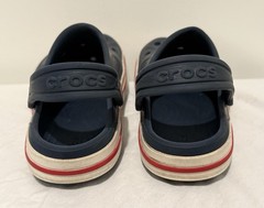 Crocs Classic Clogs w/Heel Strap – Navy, Red & White w/Logo – Toddler Size 10