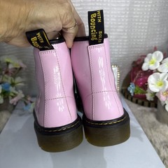 (P5) Dr. Martens Combat Boots Leather Pink Lace Up Side Zip Size 3 big boy