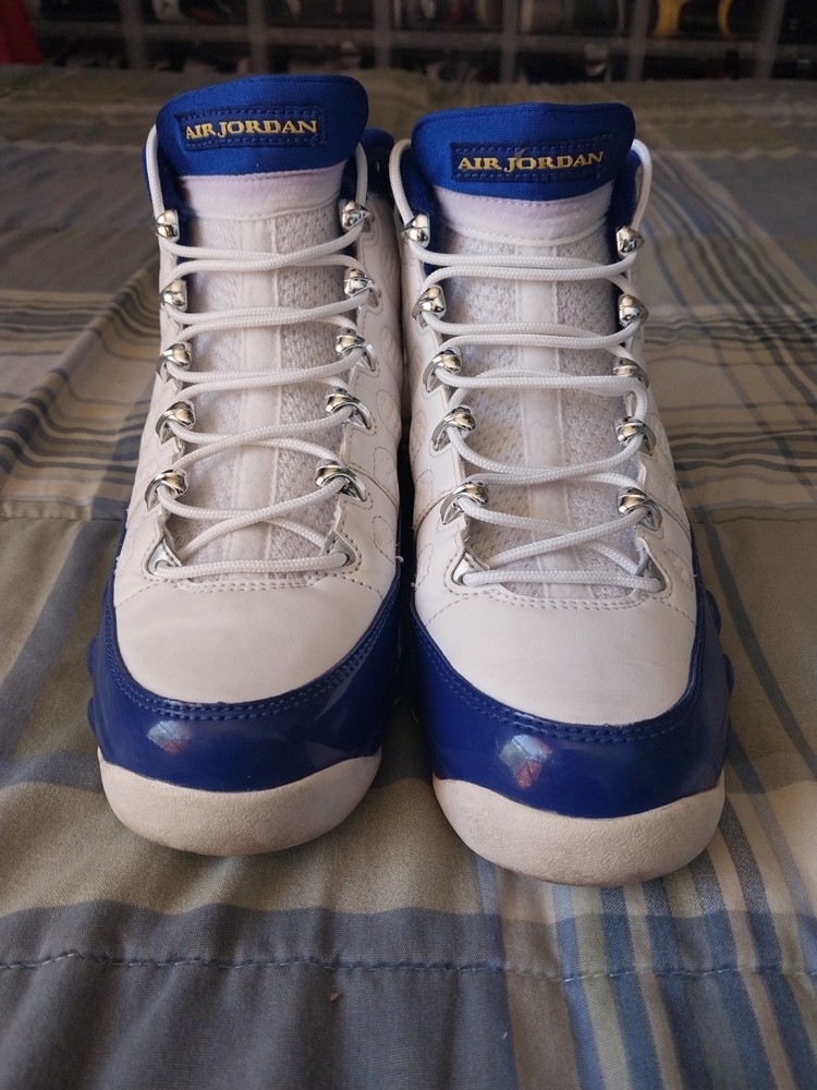 Air Jordan 9 Retro Size 7y White/Purple/Yellow Sneakers