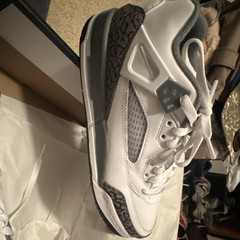 Jordan Spizike Low (GS) White Gray Leather Unisex Kids Athletic Sneakers 6.5Y
